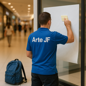 Instalação de Adesivo | Serviço Profissional por m²     Aplicação profissional de adesivos 