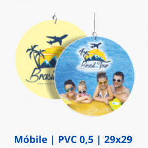 Móbile | PVC 0,50mm Premium Branco | 4x4 | 290x290mm   4x4 (Cores Frente e Verso)   Não inclui cordinha para pendurar