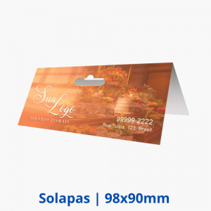 Solapas Supremo 255g | 4x0 | Verniz UV Total | 98x90mm   4x0 (Frente Colorida)  Solapa com faca 98x90mm 